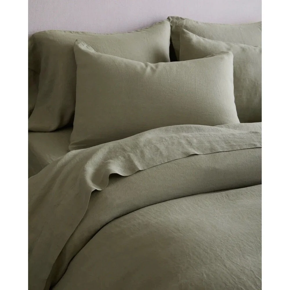 Quince European Linen Duvet Cover Set Full Queen Willowleaf 100% Flax New $194